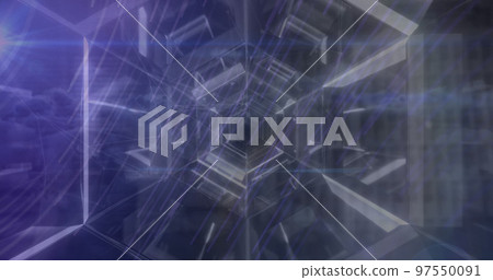 This image shows a digital tunnel with light trails running through it, symbolizing global data proc This image shows a digital tunnel with light trails running through it, symbolizing global data proc 97550091