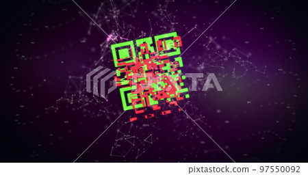 QR code scanner against network of connections QR code scanner against network of connections 97550092