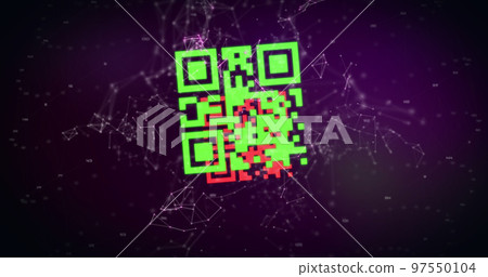 QR code scanner against network of connections QR code scanner against network of connections 97550104