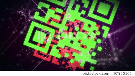 QR code scanner against network of connections QR code scanner against network of connections 97550105