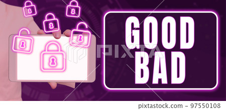 Conceptual caption Good Bad. Concept meaning to seem to be going to have a good or bad result Life choices 97550108