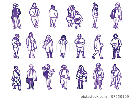 City people, crowd set. Hand-drawn vector data. City people, crowd set. Hand-drawn vector data. 97550109
