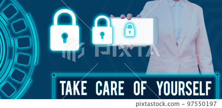 Conceptual caption Take Care Of Yourself. Business concept a polite way of ending a get-together or conversation 97550197