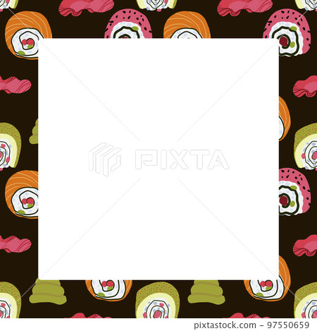 Vector food template, Panasian cuisine frame. Asian food,japanese sushi. Vector food template, Panasian cuisine frame. Asian food,japanese sushi. 97550659