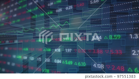 Image of financial data processing of stock exchange numbers 97551383