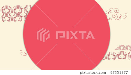Image of red circle with copy space over traditional chinese pattern on cream background Image of red circle with copy space over traditional chinese pattern on cream background 97551577