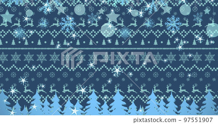 Image of snowflakes falling over christmas texture 97551907