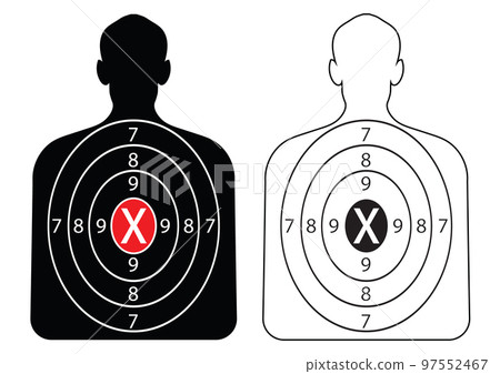 Paper target on the shooting range. Paper target on the shooting range. 97552467