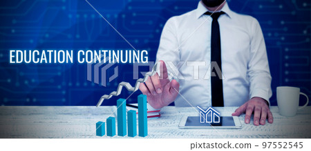 Writing displaying text Education Continuing. Business approach acquisition of knowledge and skills thru training 97552545