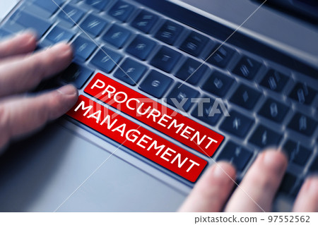 Text sign showing Procurement Management. Business idea buying Goods and Services from External Sources 97552562