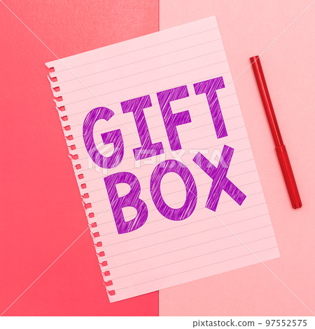 Hand writing sign Gift Box. Business overview A small cointainer with designs capable of handling presents 97552575