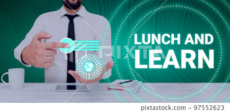 Hand writing sign Lunch And Learn. Business approach Have meal and study motivation for education learning eating Hand writing sign Lunch And Learn. Business approach Have meal and study motivation for education learning eating 97552623