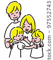 A family of four with an infant young simple cute line drawing 97552743