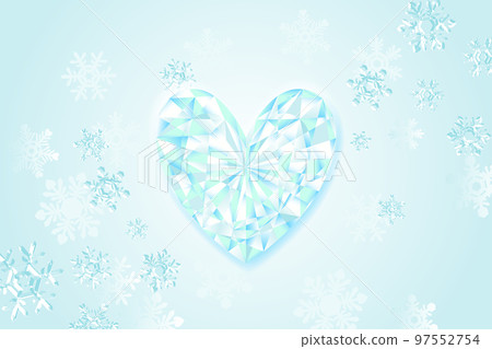 Vector illustration of a heart like a snowflake and a jewel Background Light blue Horizontal position Vector illustration of a heart like a snowflake and a jewel Background Light blue Horizontal position 97552754