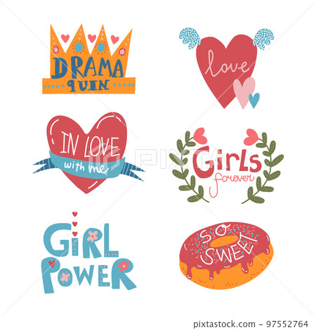 Set of inspirational handwritten quotes for girls. Cute stickers for daily planner, diariy, scrapbooking hand drawn vector Set of inspirational handwritten quotes for girls. Cute stickers for daily planner, diariy, scrapbooking hand drawn vector 97552764
