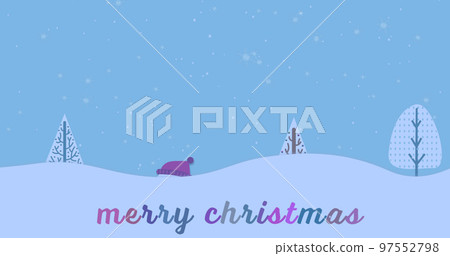 Composite of snow falling over christmas greetings text on blue background Composite of snow falling over christmas greetings text on blue background 97552798