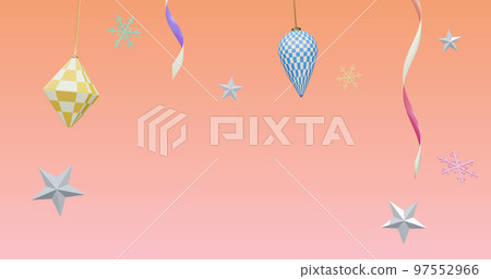 Image of new year and christmas decorations on pink background Image of new year and christmas decorations on pink background 97552966