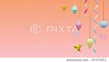Image of new year and christmas decorations on pink background Image of new year and christmas decorations on pink background 97553051