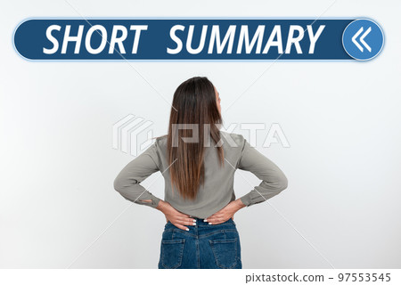 Text caption presenting Short Summary. Conceptual photo Brief statement of main points clear Text caption presenting Short Summary. Conceptual photo Brief statement of main points clear 97553545