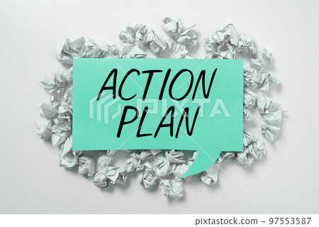 Handwriting text Action Plan. Business showcase list of things or schedule to be made thia current year 97553587
