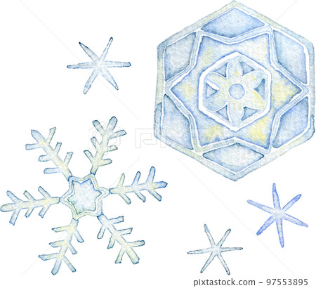 Watercolor illustration of snowflake Watercolor illustration of snowflake 97553895