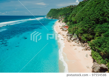 Aerial view of luxury beach with blue ocean in Bali Aerial view of luxury beach with blue ocean in Bali 97554586