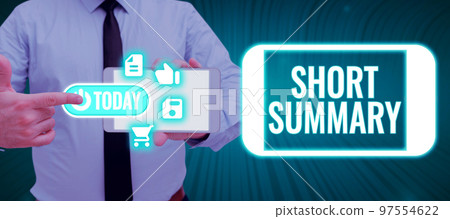 Writing displaying text Short Summary. Concept meaning Brief statement of main points clear Writing displaying text Short Summary. Concept meaning Brief statement of main points clear 97554622
