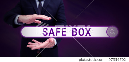 Handwriting text Safe Box. Word for A small structure where you can keep important or valuable things 97554702