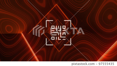 QR code scanner with neon elements against topography QR code scanner with neon elements against topography 97555435