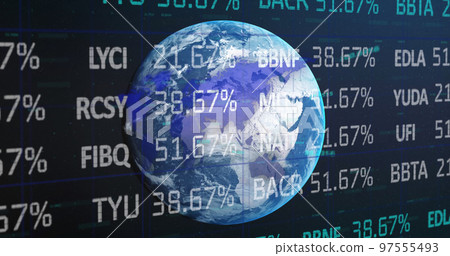 Finance and business data over earth. Finance and business data over earth. 97555493