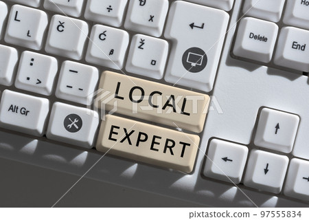 Hand writing sign Local Expert. Conceptual photo offers expertise and assistance in booking events locally Hand writing sign Local Expert. Conceptual photo offers expertise and assistance in booking events locally 97555834