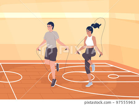 Cardio exercises and fitness training at gym Vector Image