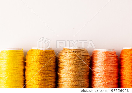 Composition of sewing equipment on white background 97556038