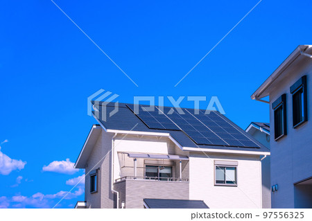 Newly built renewable energy housing with solar power generation Newly built renewable energy housing with solar power generation 97556325