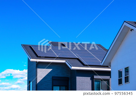 Newly built renewable energy housing with solar power generation 97556345