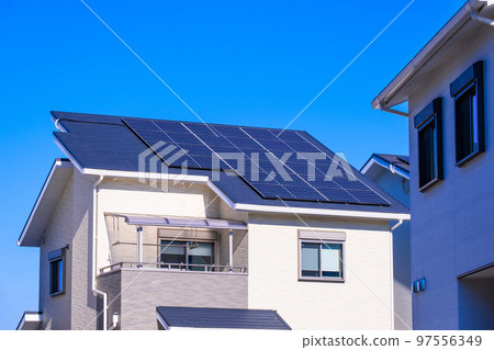 Newly built renewable energy housing with solar power generation Newly built renewable energy housing with solar power generation 97556349