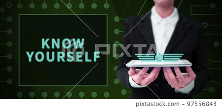 Text caption presenting Know Yourself. Word Written on Find You Understanding Strength and Weaknesses Identity Text caption presenting Know Yourself. Word Written on Find You Understanding Strength and Weaknesses Identity 97556843