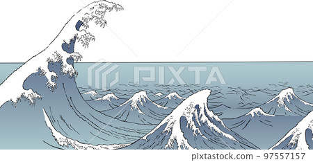 Ukiyo-e Wave Part 33 - Stock Illustration [97557157] - PIXTA