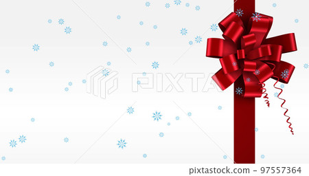 Image of snow falling over present on white background Image of snow falling over present on white background 97557364