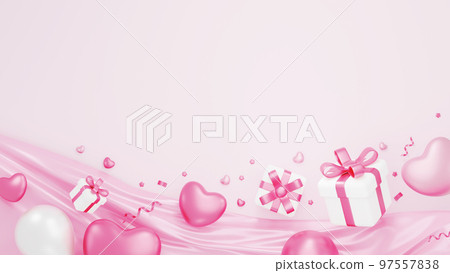 Valentine's day banner design of gift box and... - Stock Illustration ...