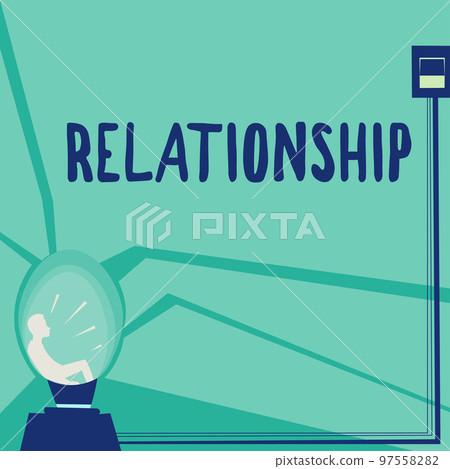 Hand writing sign Relationship. Business overview Developing business growth success process and teamwork 97558282