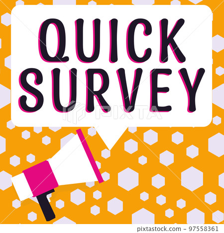 Conceptual caption Quick Survey. Business approach Conduct fast check on condition value situation of something Conceptual caption Quick Survey. Business approach Conduct fast check on condition value situation of something 97558361