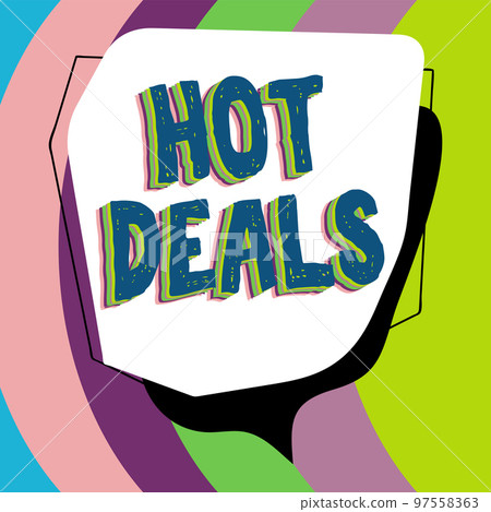 Sign displaying Hot Deals. Business idea An agreement through which one of the paties is offered and accept Sign displaying Hot Deals. Business idea An agreement through which one of the paties is offered and accept 97558363