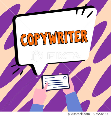 Conceptual display Copywriter. Business idea writing the text of advertisements or publicity material Conceptual display Copywriter. Business idea writing the text of advertisements or publicity material 97558384