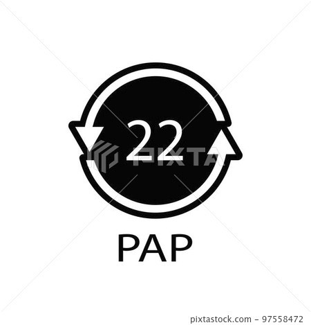 Paper recycling symbol PAP 22. Vector illustration. Paper recycling symbol PAP 22. Vector illustration. 97558472