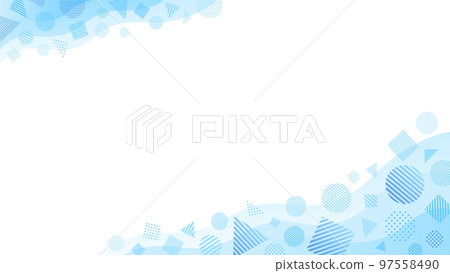 Light blue circle, triangle, square shape icon and wavy diagonal frame Light blue circle, triangle, square shape icon and wavy diagonal frame 97558490