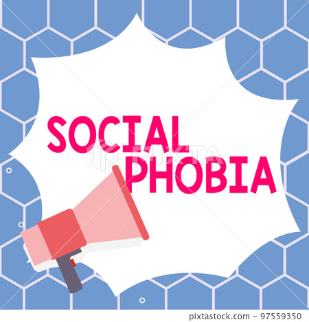 Sign displaying Social Phobia. Business showcase overwhelming fear of social situations that are distressing Sign displaying Social Phobia. Business showcase overwhelming fear of social situations that are distressing 97559350