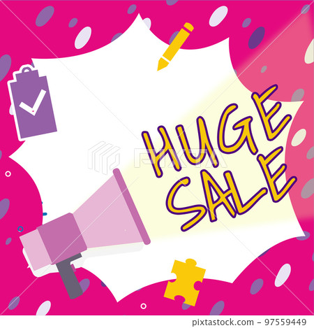 Sign displaying Huge Sale. Business idea putting products on high discount Great price Black Friday Sign displaying Huge Sale. Business idea putting products on high discount Great price Black Friday 97559449