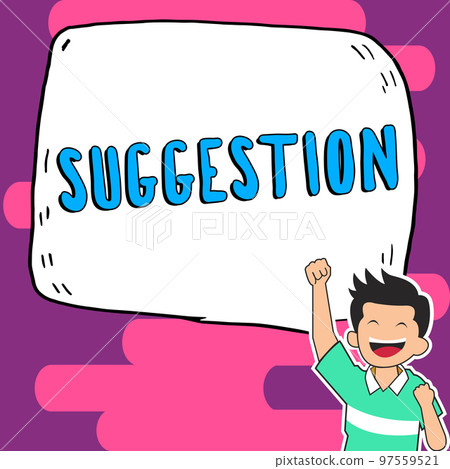 Text caption presenting Suggestion. Business overview the process of one thought leads to another through association of ideas 97559521