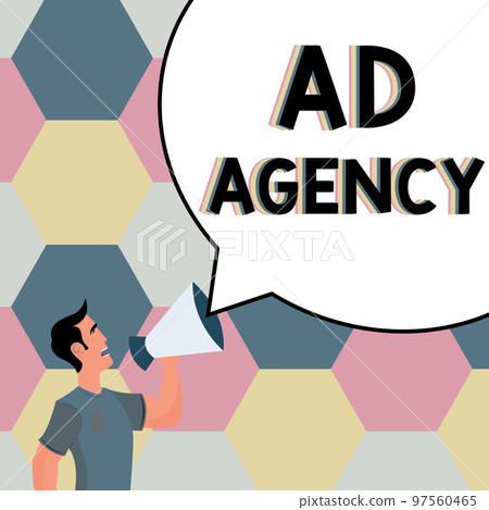 Text caption presenting Ad Agency. Conceptual photo business dedicated to creating planning and handling advertising Text caption presenting Ad Agency. Conceptual photo business dedicated to creating planning and handling advertising 97560465